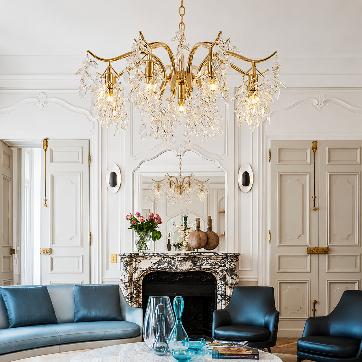 Veralune Branch Crystal Chandelier Modern Black & Gold Lighting