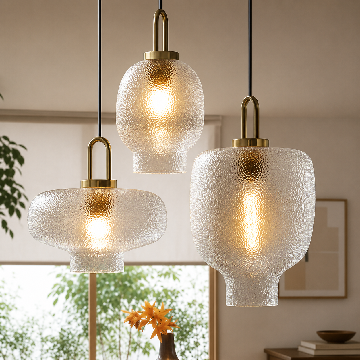 Verelle Modern Textured Glass Pendant Light – Luxury Kitchen Island & Dining Room Ceiling Fixture