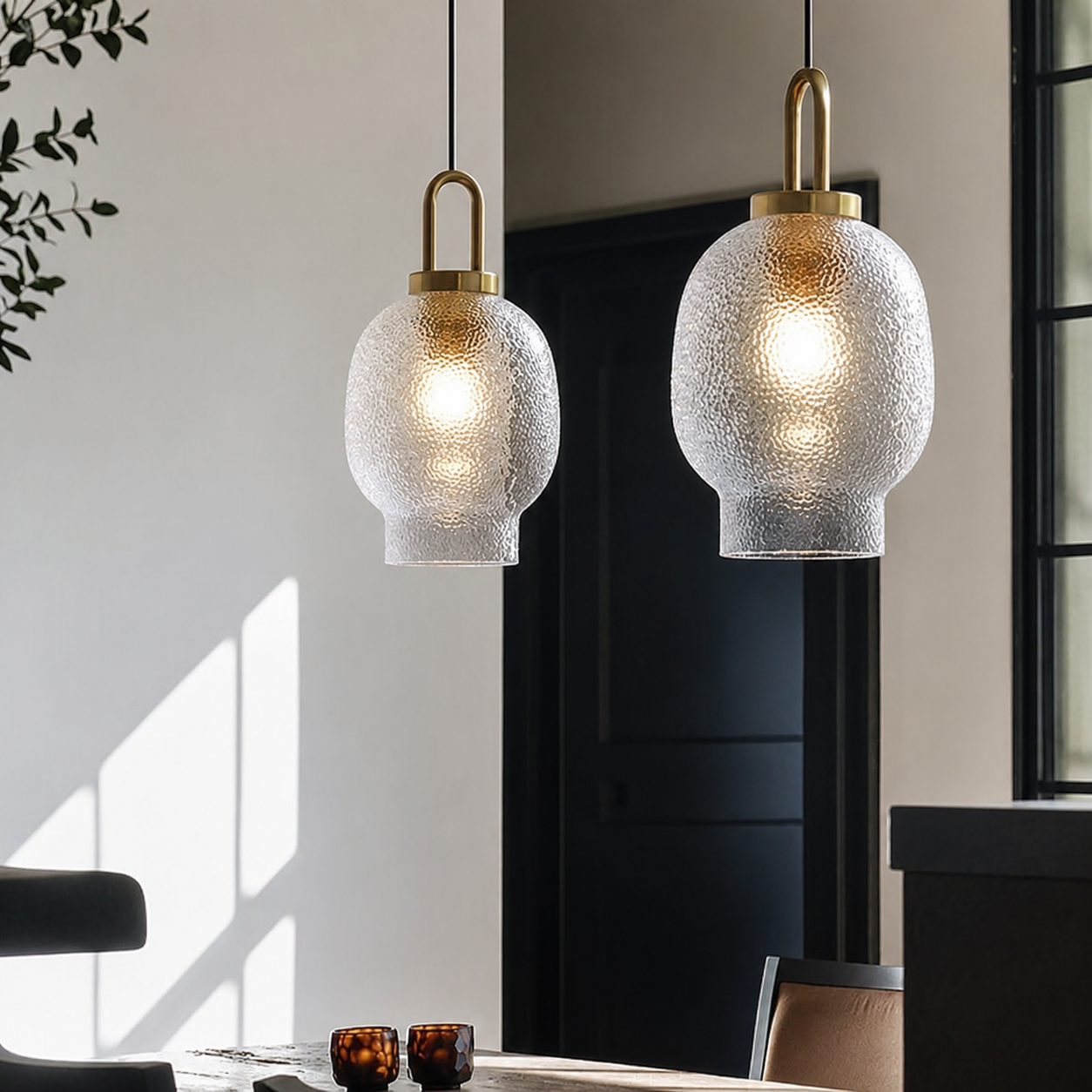 Verelle Modern Textured Glass Pendant Light – Luxury Kitchen Island & Dining Room Ceiling Fixture