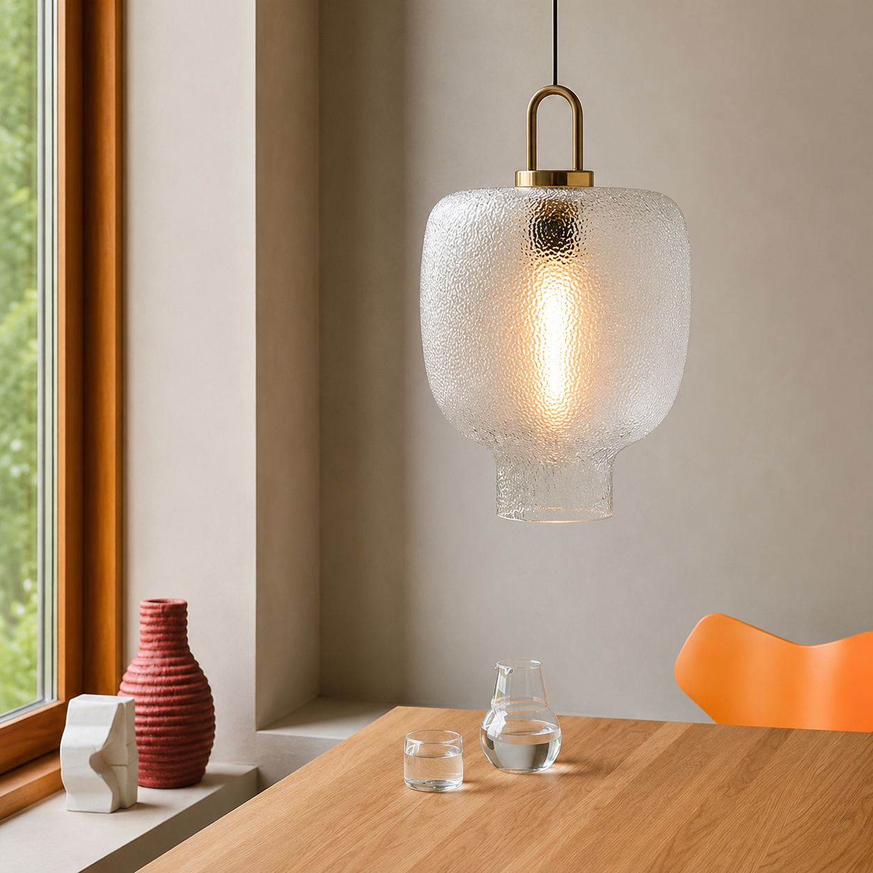 Verelle Modern Textured Glass Pendant Light – Luxury Kitchen Island & Dining Room Ceiling Fixture
