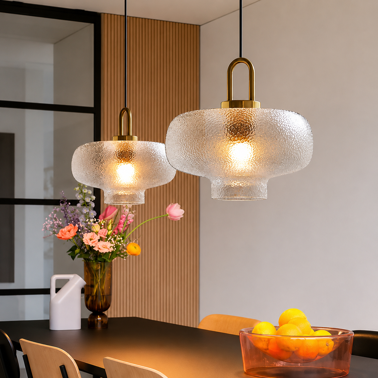 Verelle Modern Textured Glass Pendant Light – Luxury Kitchen Island & Dining Room Ceiling Fixture