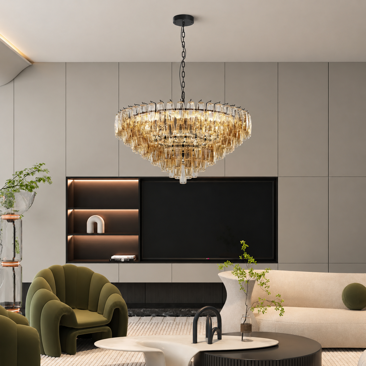 Vespera Luxury Champagne Glass Chandelier – Modern Dining Room Ceiling Light