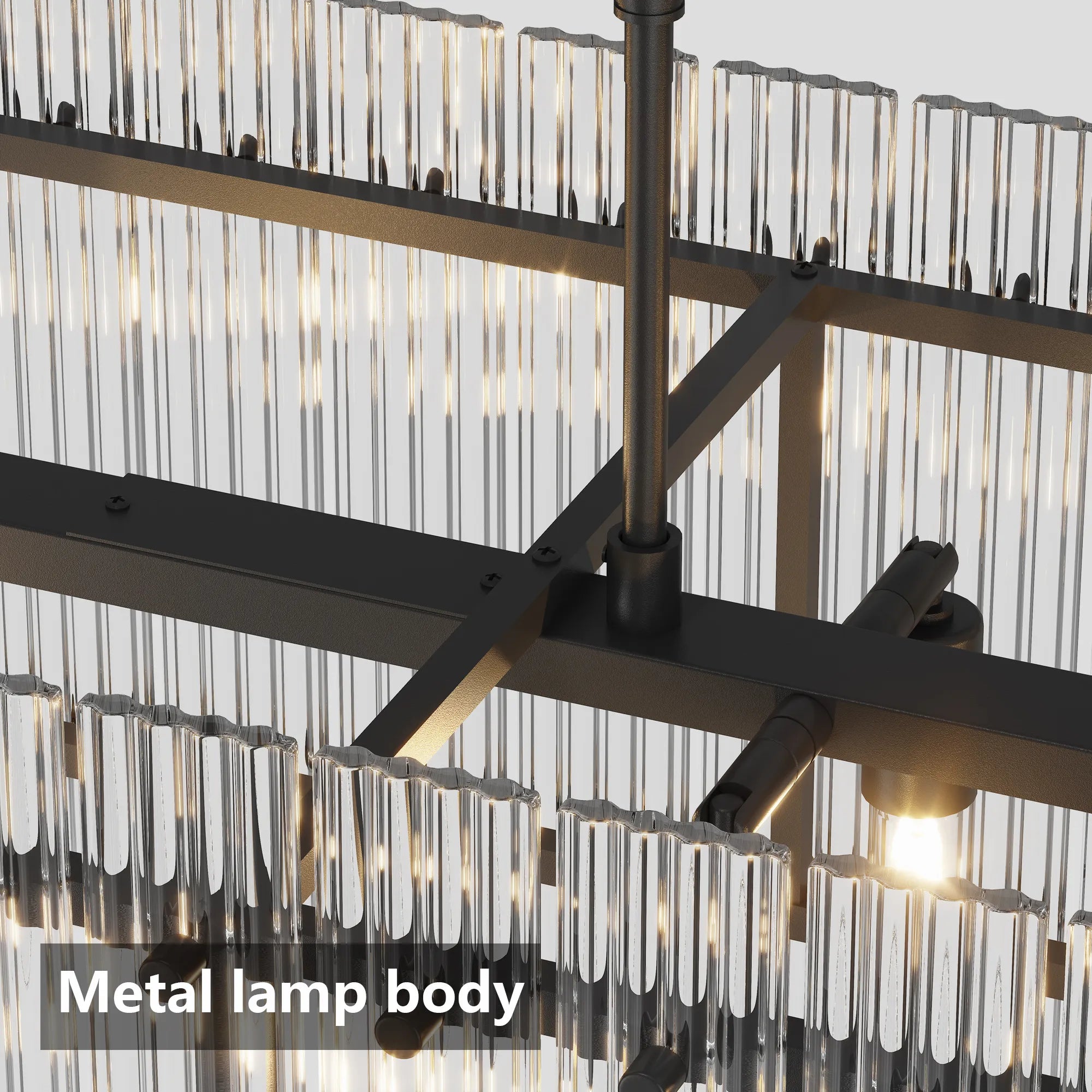 Veyra Modern Rectangular Water Ripple Glass Chandelier – Luxury Living Room, Dining Room & Kitchen Island Ceiling Light